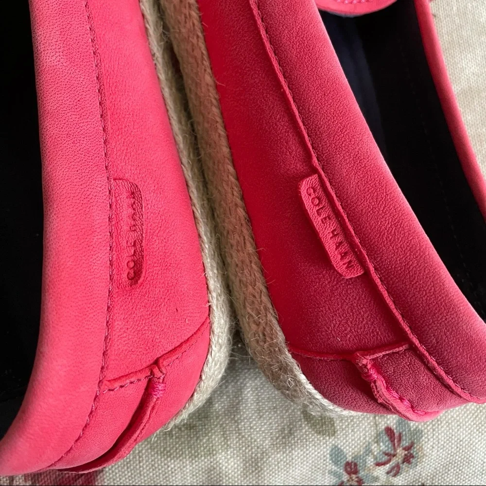 Cole Haan Nantucket Jute Espadrille Coral Pink Teaberry Loafer Shoes NEW